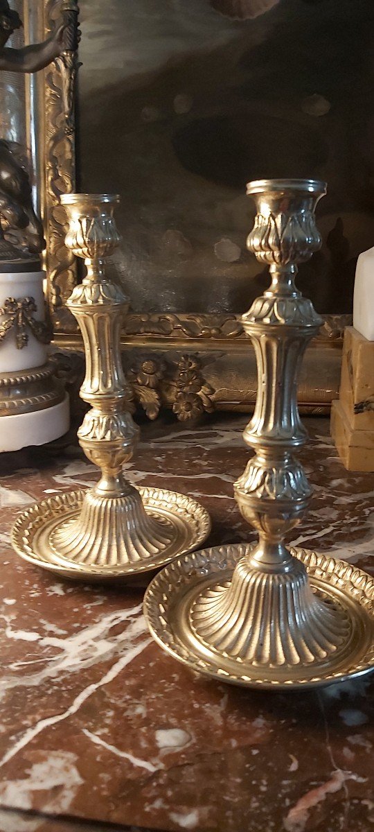 Pair Of Louis XVI Gilt Bronze Candlesticks