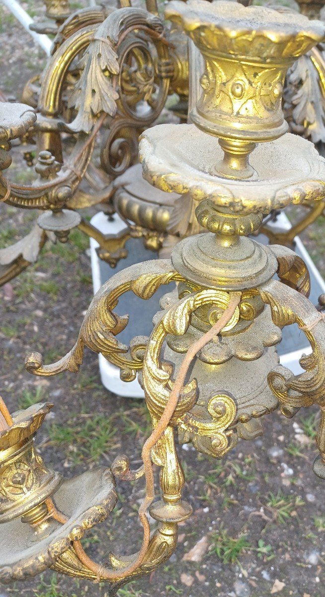 Imposing Mazarin Chandelier In Gilt Bronze: 20 Lights-photo-8