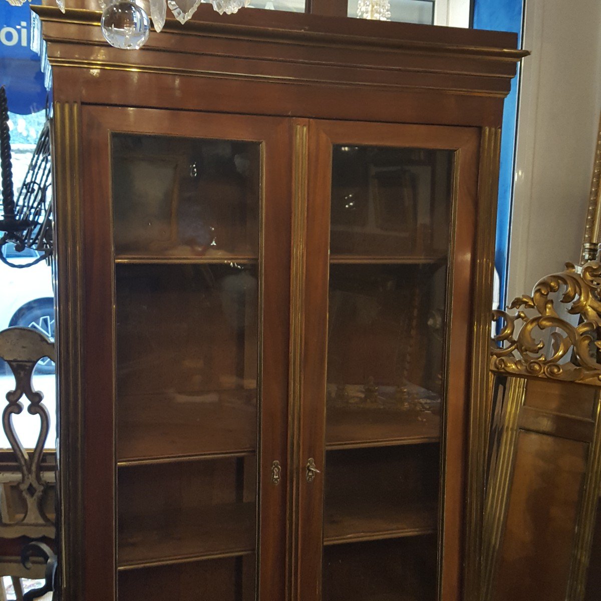 Petite Vitrine Acajou Et Laiton Louis XVI-photo-4