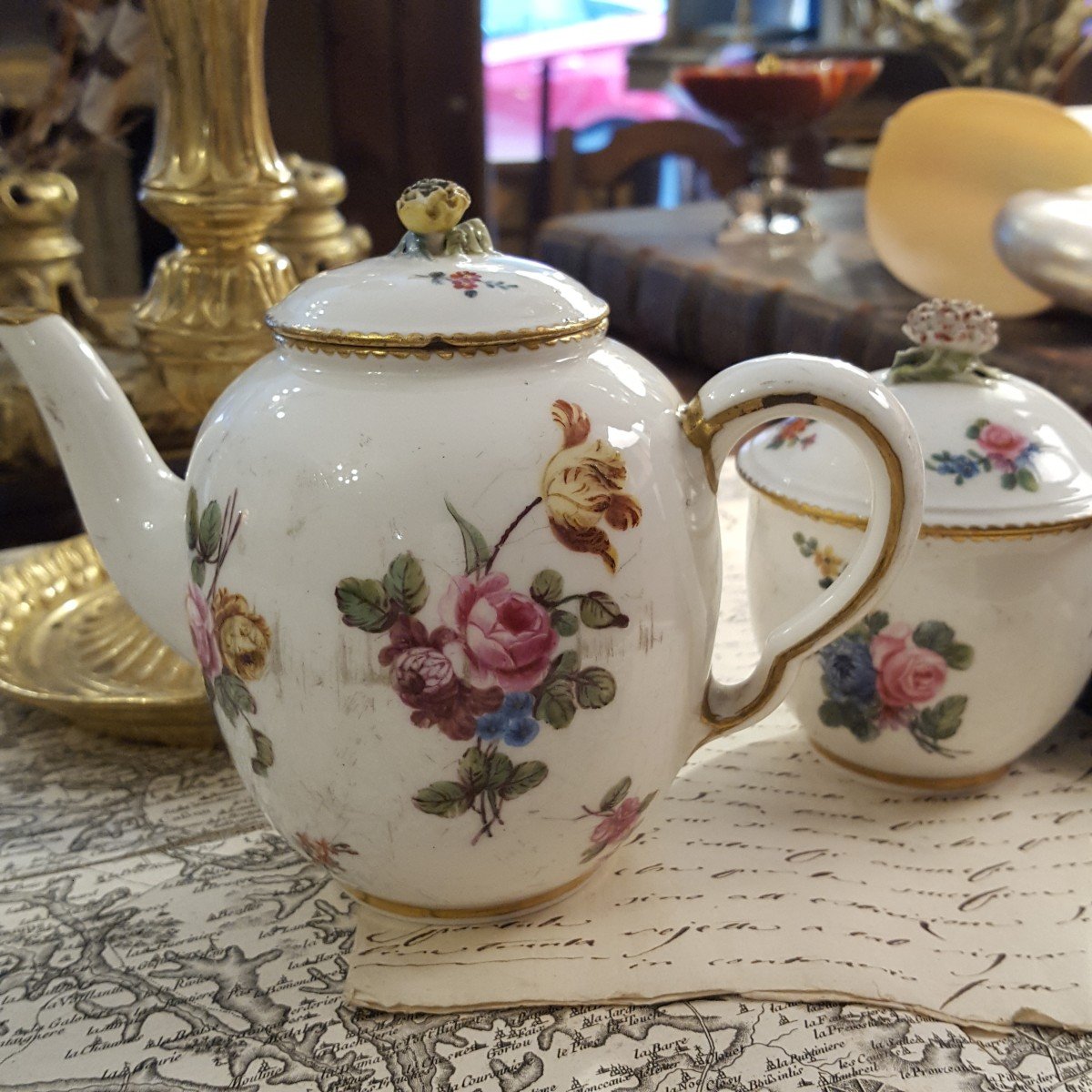 Sèvres 18th Century, Aux Bouquets Model Teapot