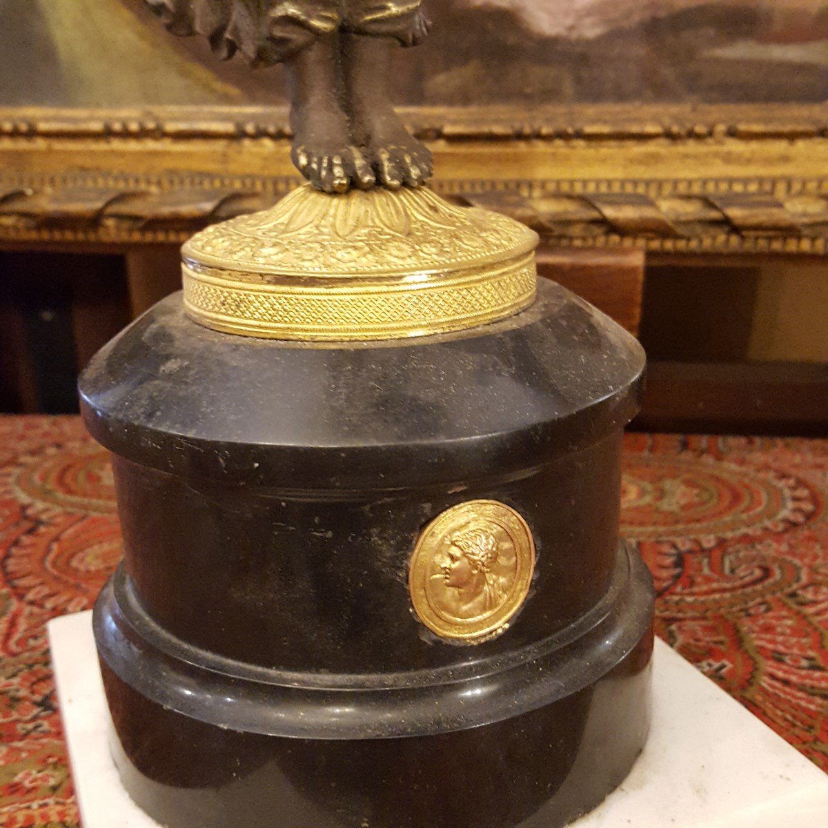 Napoleon III Bronze: Caryatid And Its Shell Cup-photo-5