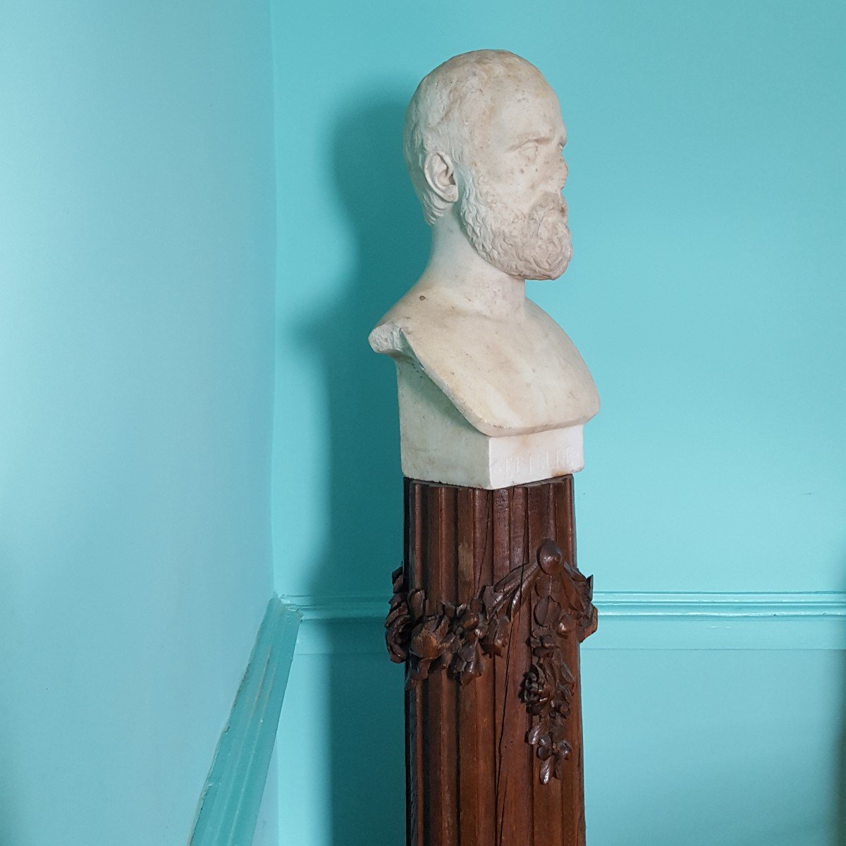 Roman Marble Bust And Its Column 