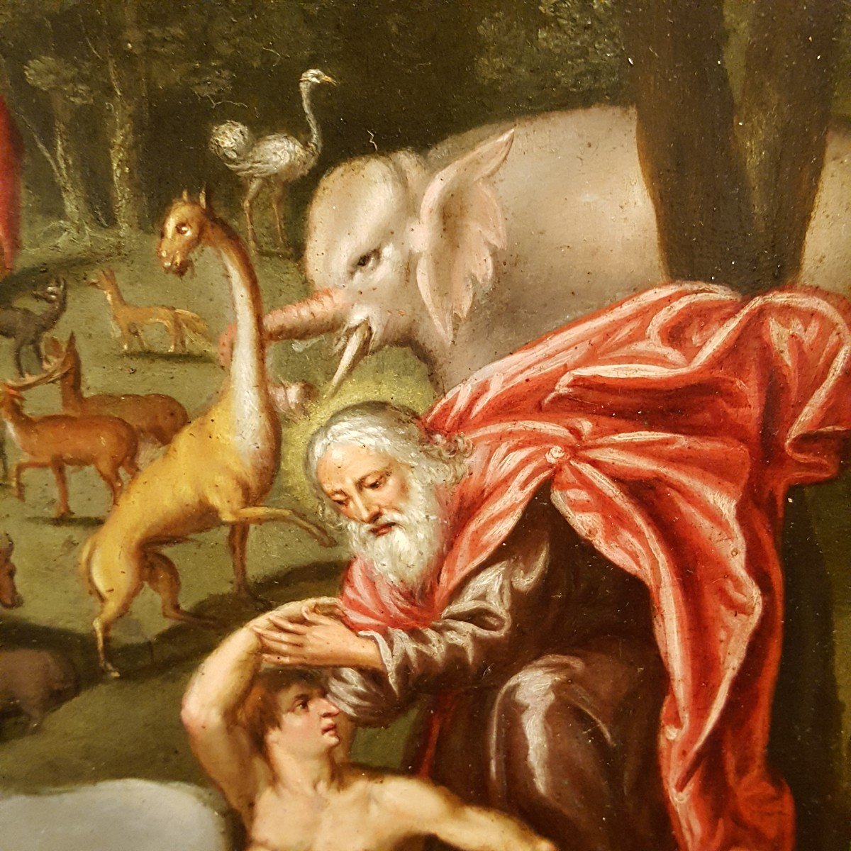 Cuivre XVIIème La Création Des Animaux Et d'Adam Et Eve-photo-2