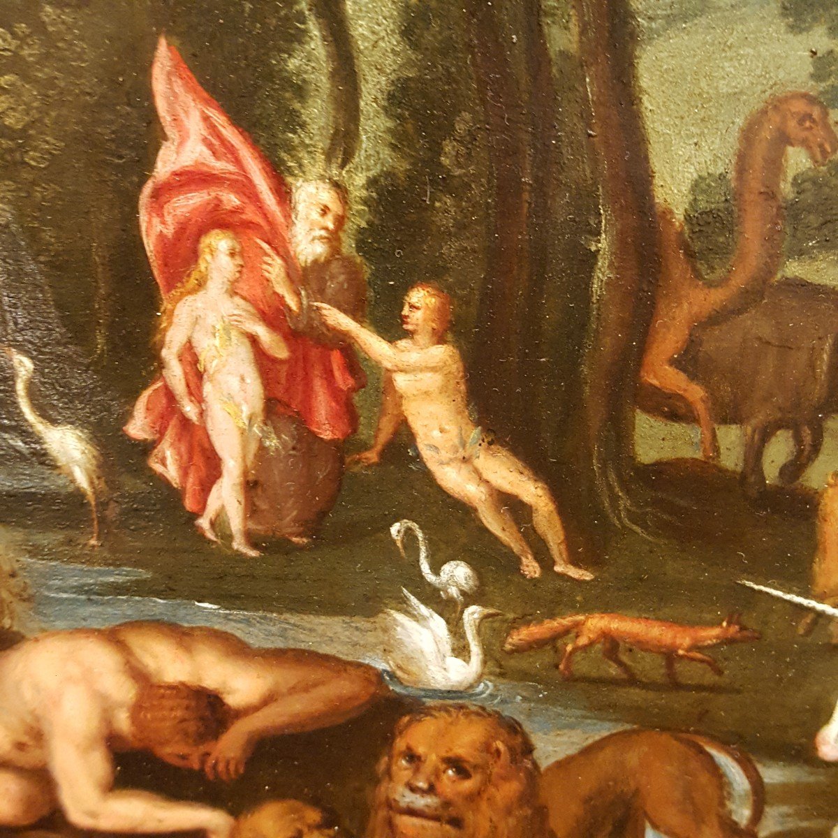 Cuivre XVIIème La Création Des Animaux Et d'Adam Et Eve-photo-2