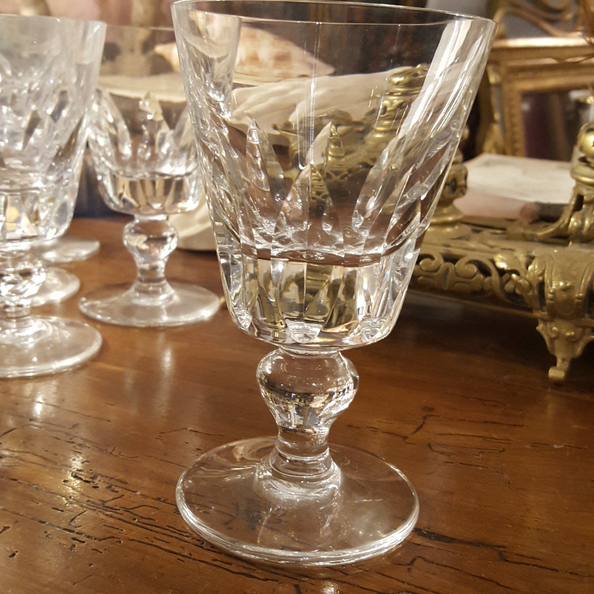 9 Large Saint Louis Crystal Water Glasses Jersey Model-photo-3