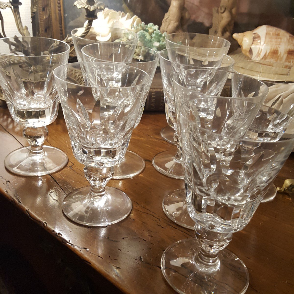 9 Large Saint Louis Crystal Water Glasses Jersey Model-photo-4