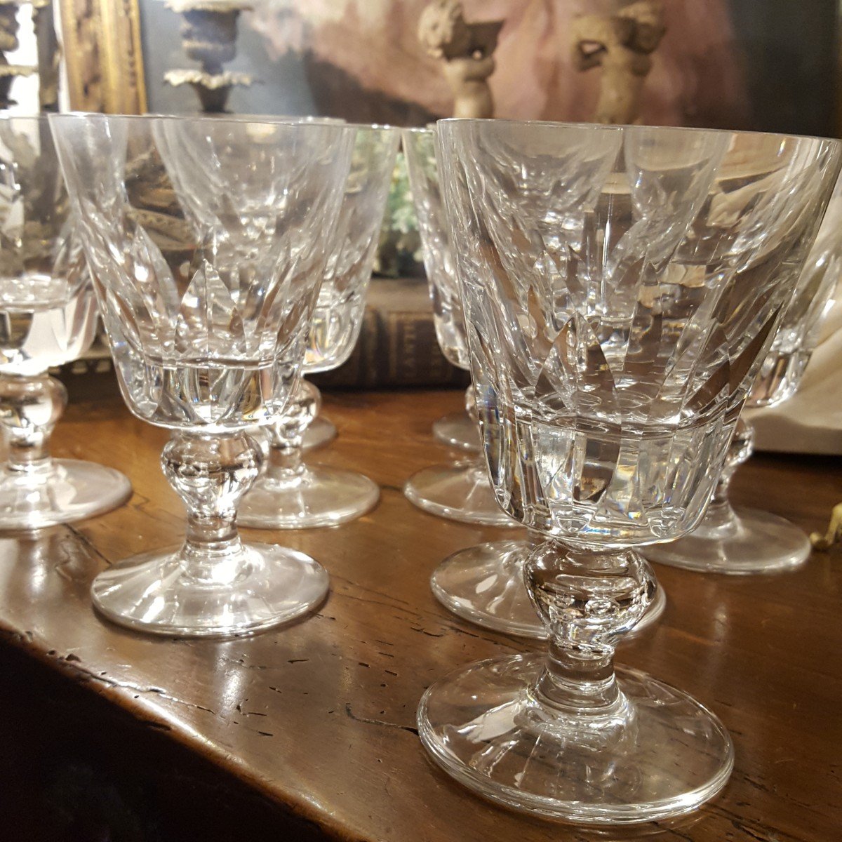 9 Large Saint Louis Crystal Water Glasses Jersey Model