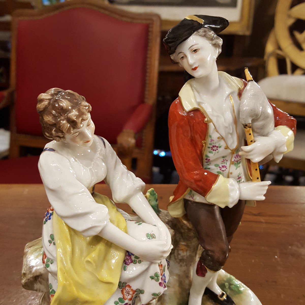 Porcelain Group "conversation Galante."-photo-4