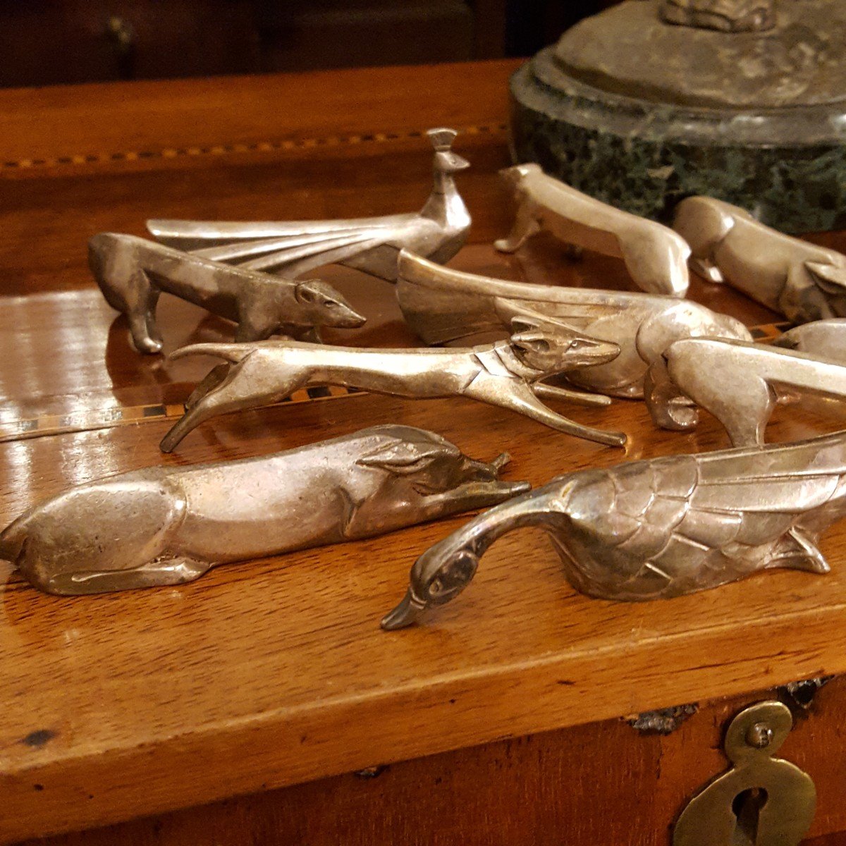 Gallia Christofle: 15 Animal Knife Holders 1930-photo-3