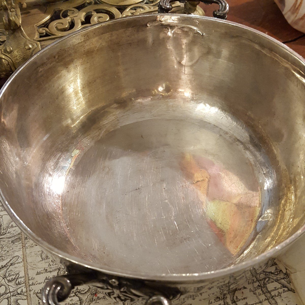 18th Century: Silver Bowl With Dolphins-photo-3