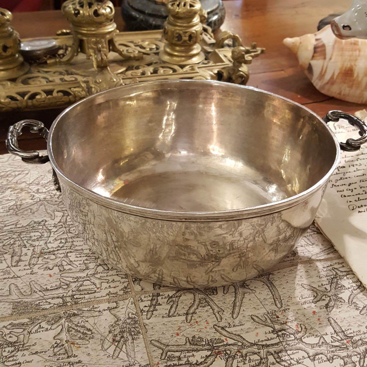 18th Century: Silver Bowl With Dolphins-photo-2