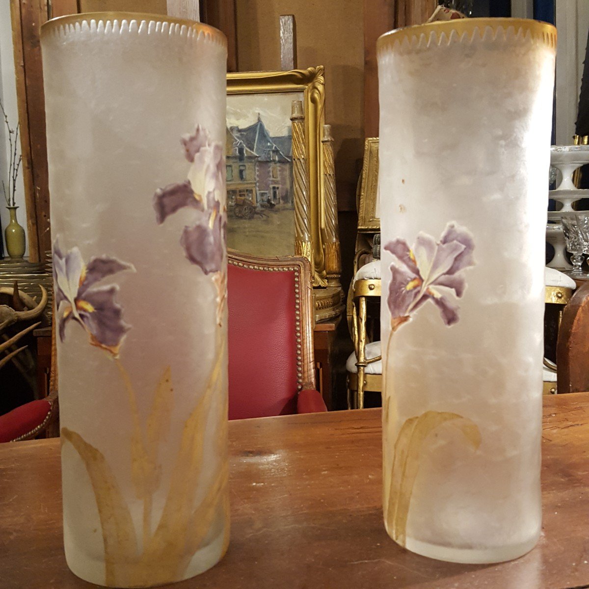 Paire De Vases Aux Iris Montjoye-photo-4