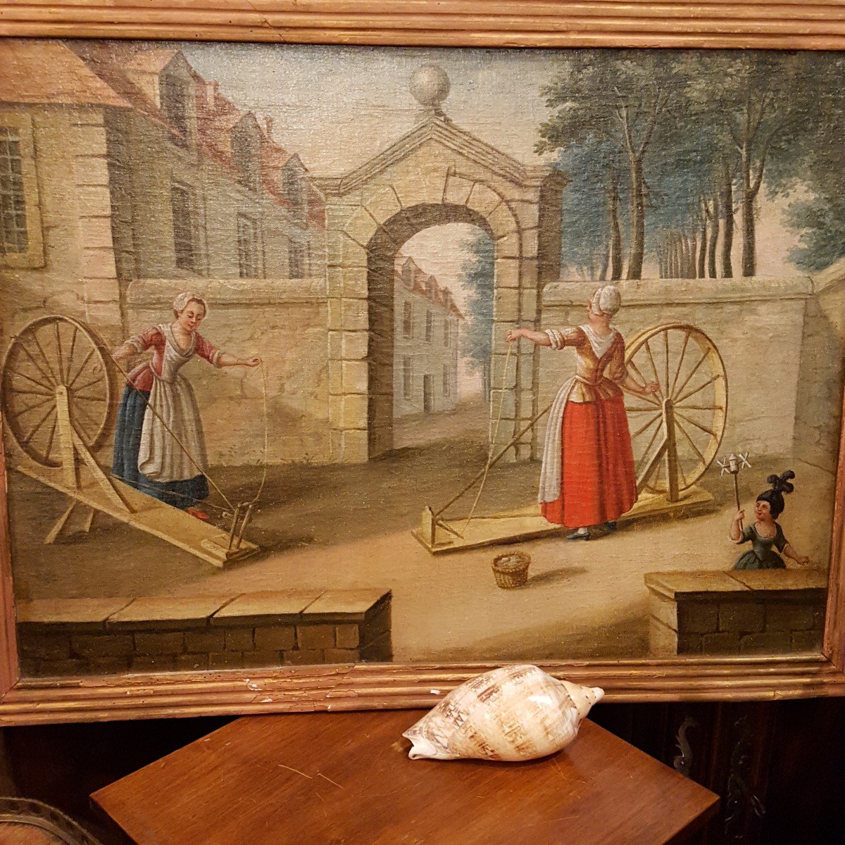 The Rope Weavers Oil On Canvas 18th Century-photo-4