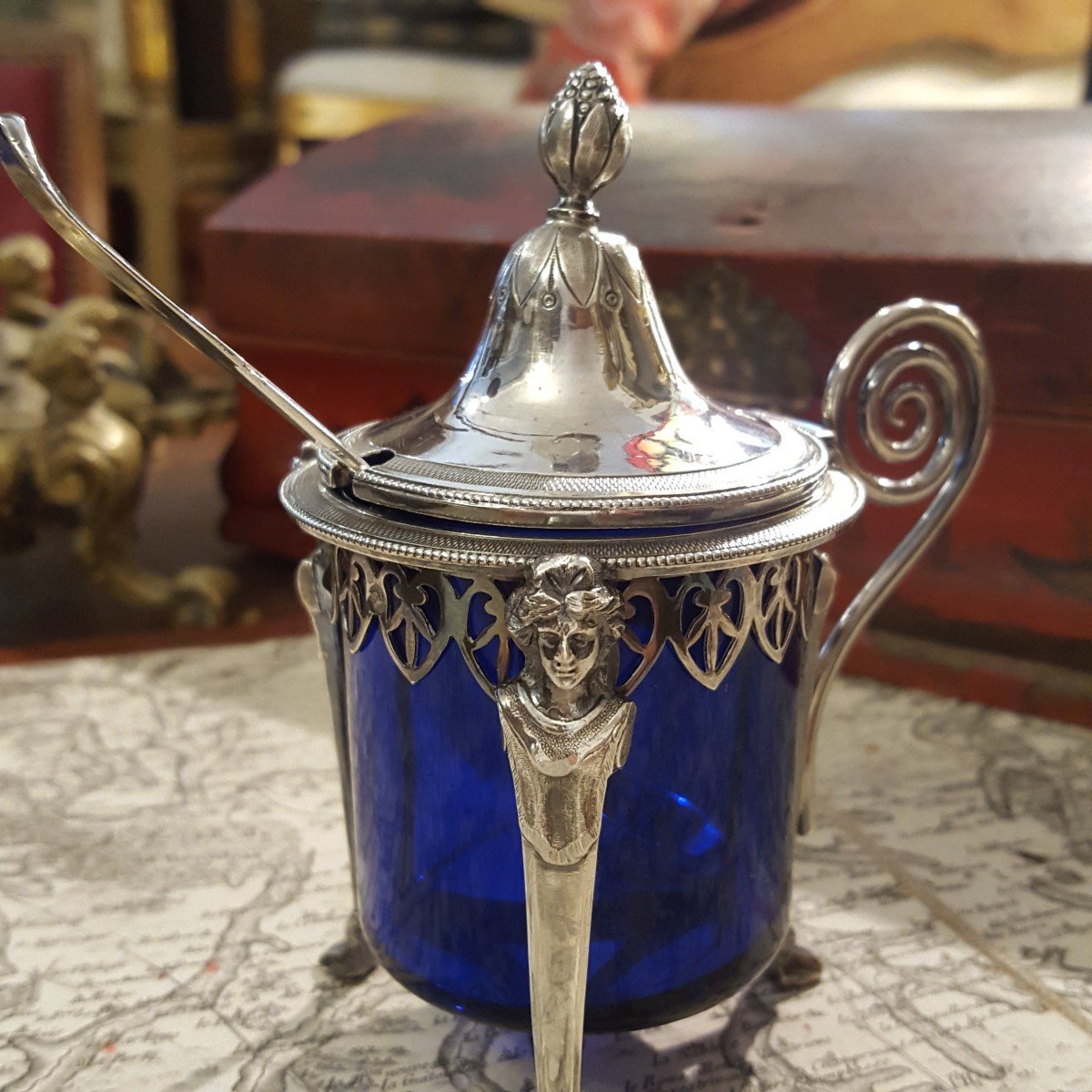 Empire: Silver Mustard Pot With Caryatids-photo-3