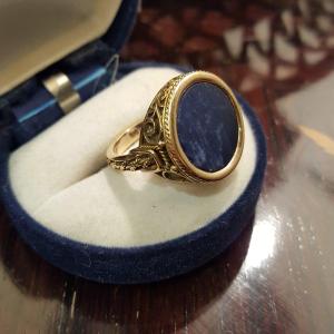 Gold And Lapis Men's Signet Ring