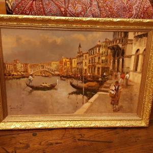 Venise : Le Grand Canal Huile Sur Panneau 