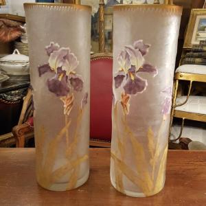 Paire De Vases Aux Iris Montjoye