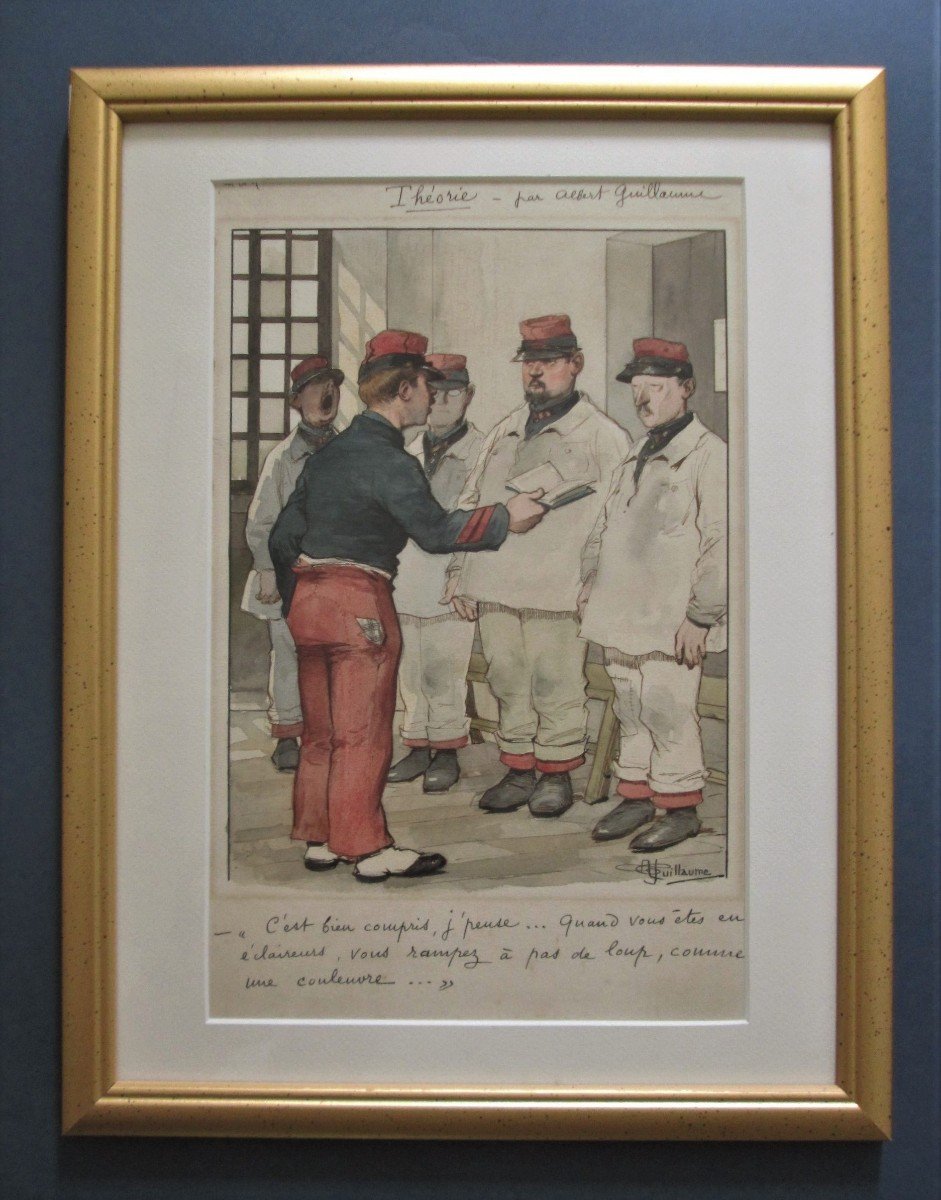 Albert Guillaume, Watercolor, Caricature, Military, Regiment, Sarreguemines