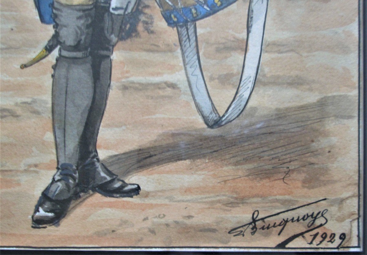 Bucquoy, Watercolor, Gendarmerie Drum, Uniform, Army-photo-3