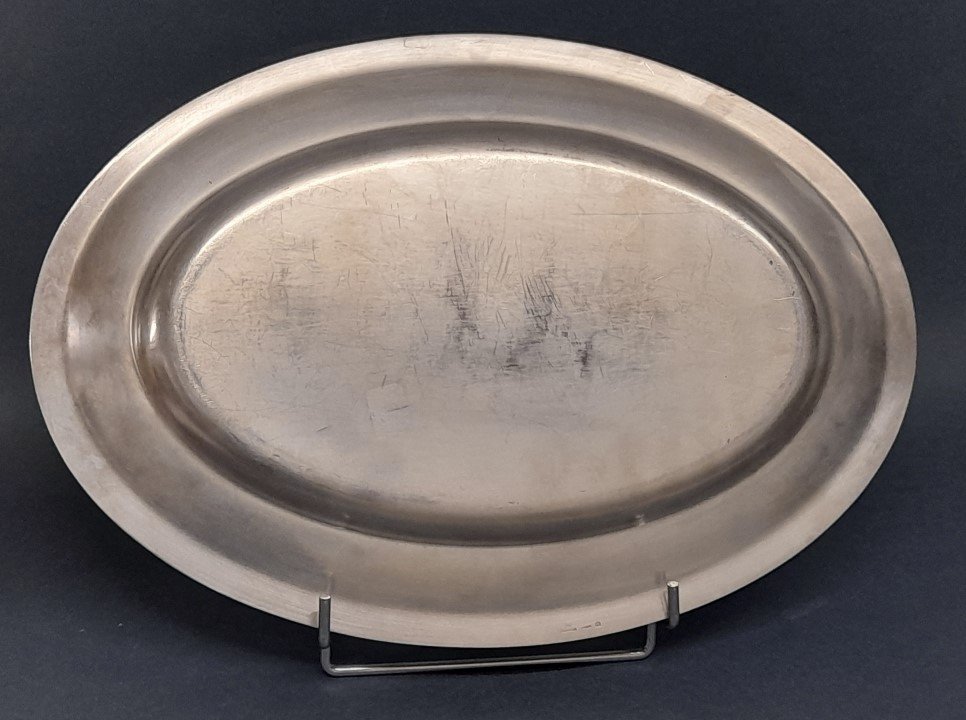 Christofle, Oval Dish Crossed Ribbons Silver Metal-photo-3