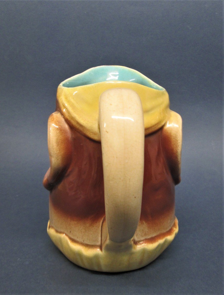 Sarreguemines, Pitcher "eyes Up" Majolica Jug-photo-4