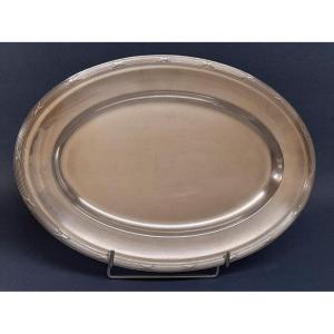 Christofle, Oval Dish Crossed Ribbons Silver Metal