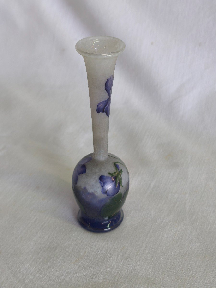 rare petit vase aux violettes Daum Nancy -photo-4