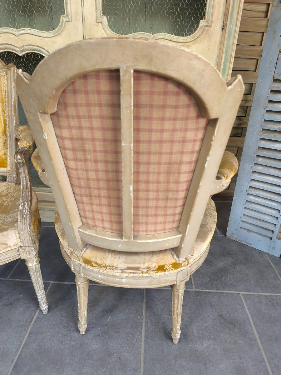 Pair Of L XVI Period Armchairs Stamped Jean Baptiste Lebas -photo-3