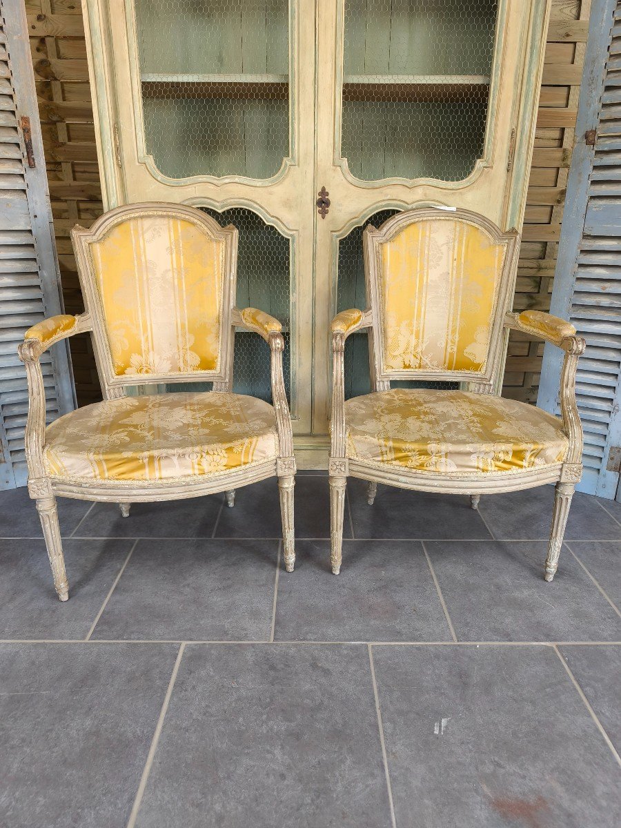 Pair Of L XVI Period Armchairs Stamped Jean Baptiste Lebas 