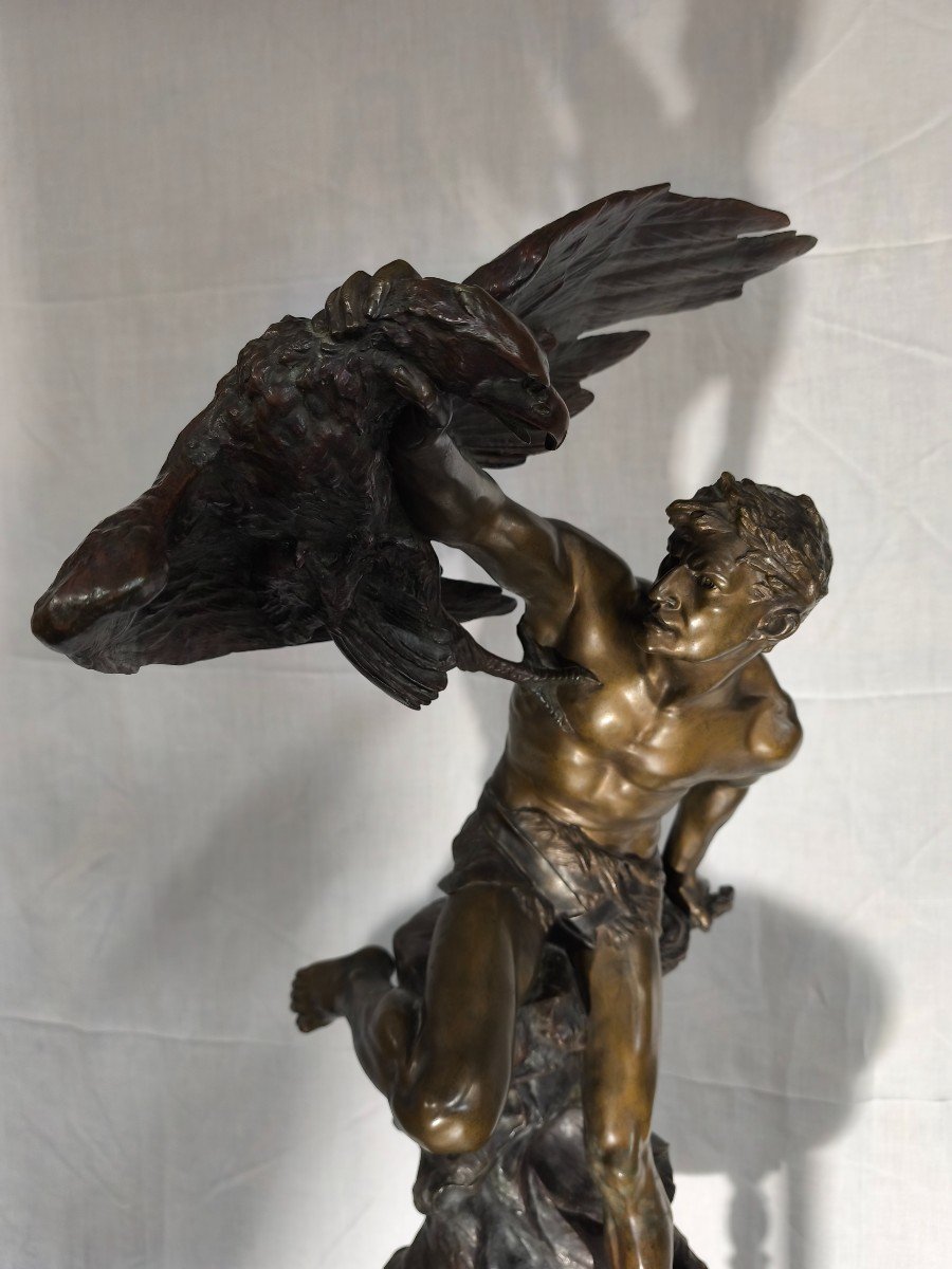 grand bronze de E.Drouot "Prométhée et l Aigle"-photo-2