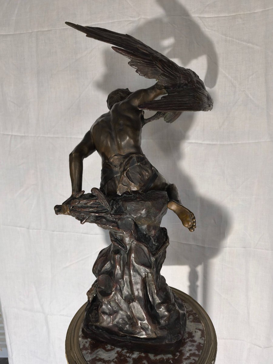 grand bronze de E.Drouot "Prométhée et l Aigle"-photo-2