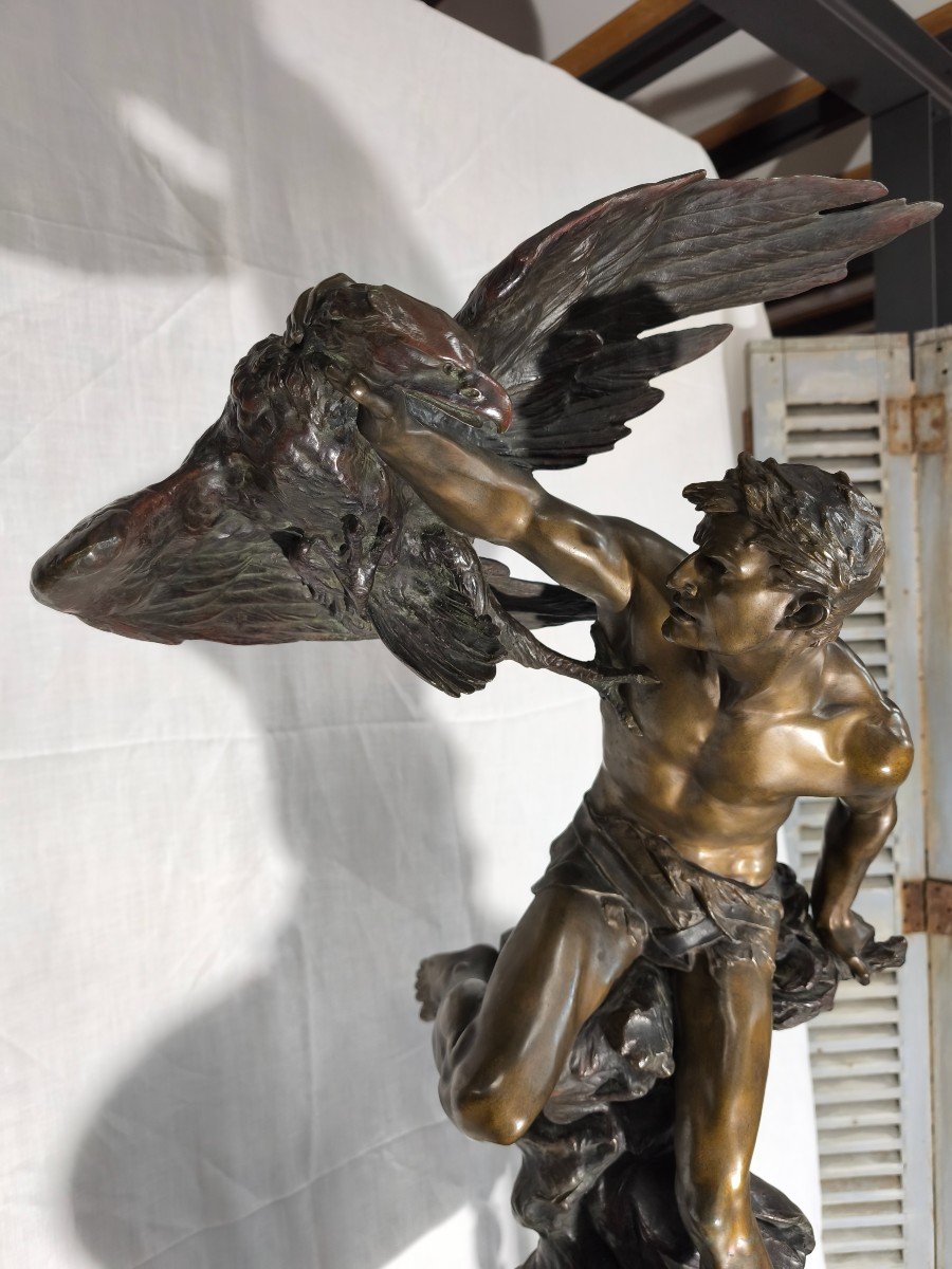 grand bronze de E.Drouot "Prométhée et l Aigle"-photo-1