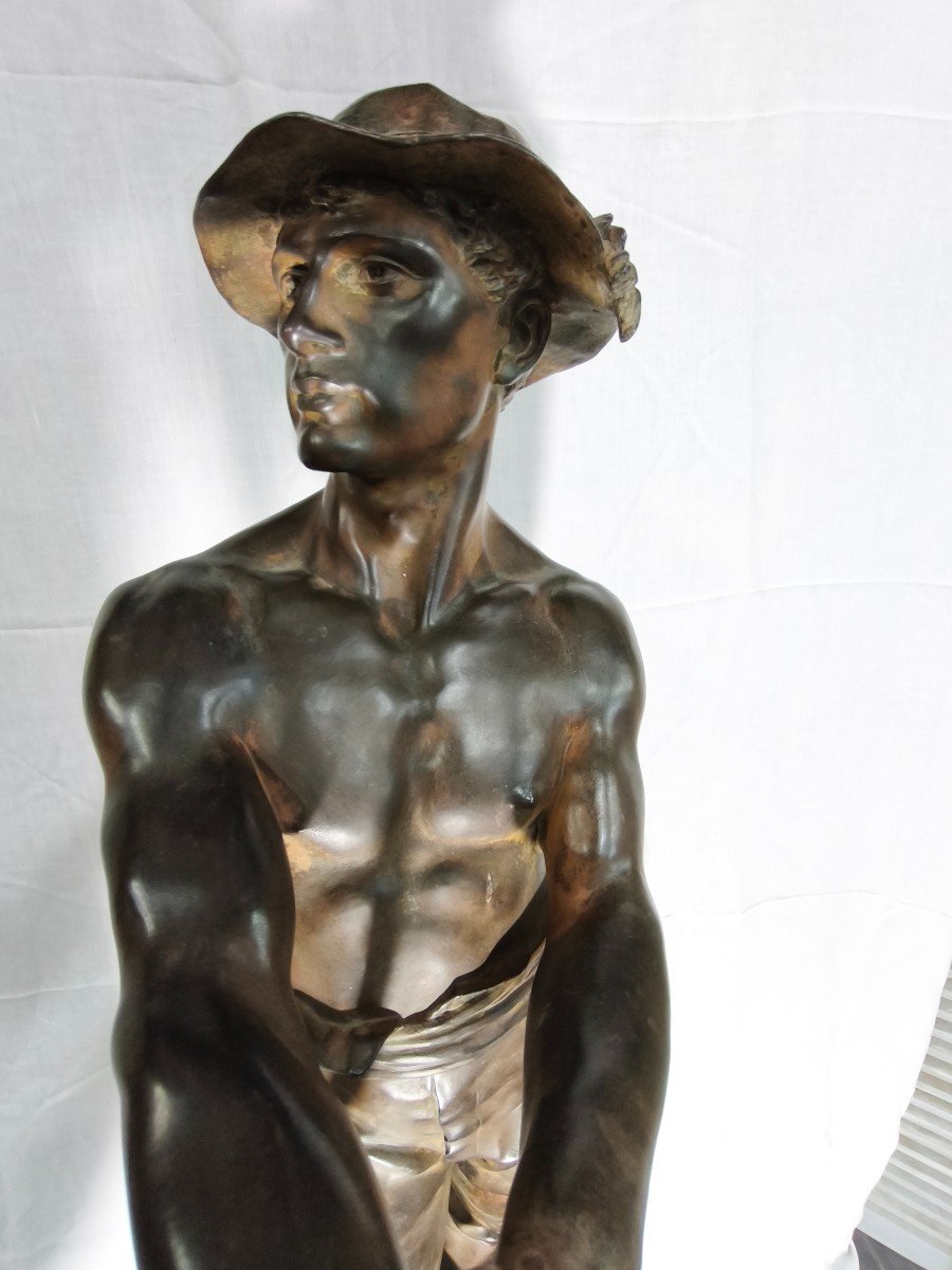 Large Bronze Of Levy "the Haymaker"-photo-3