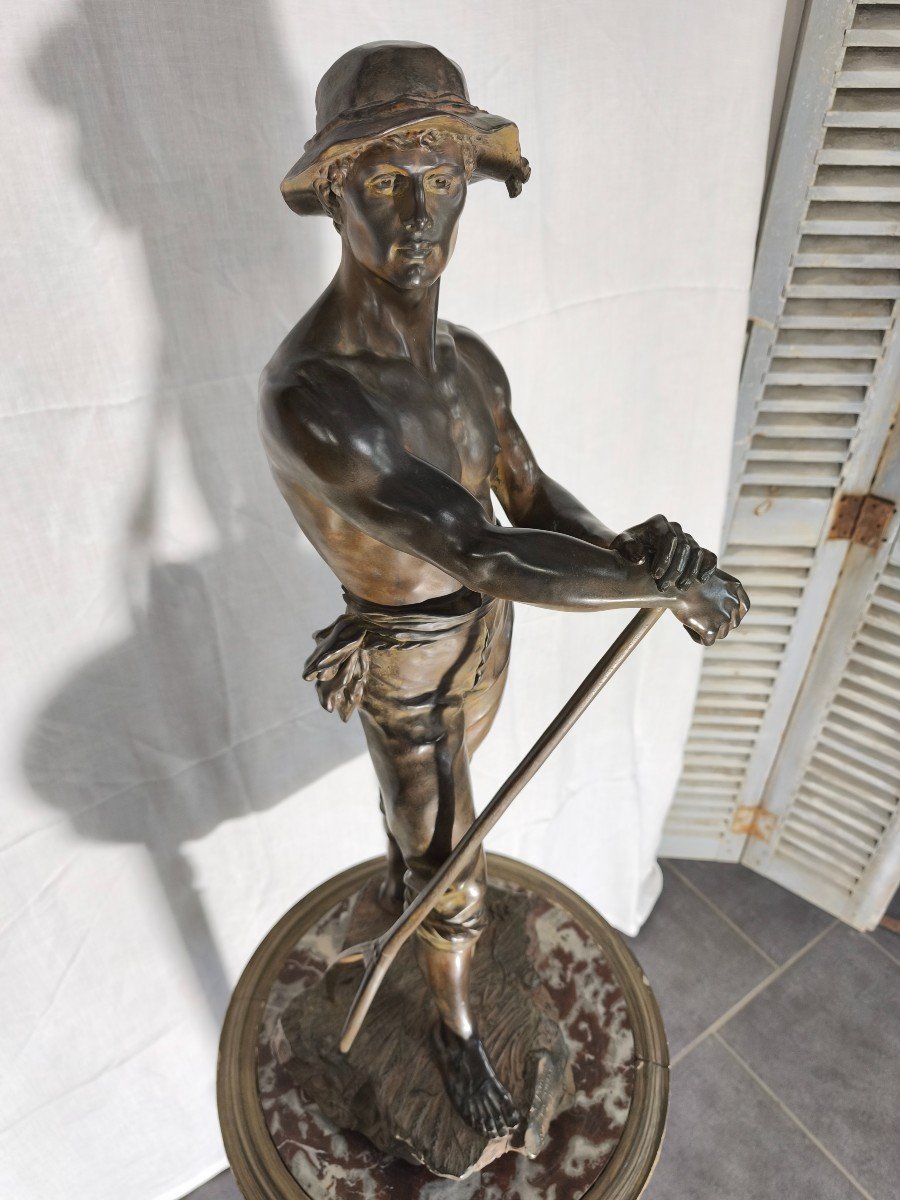 Large Bronze Of Levy "the Haymaker"-photo-2