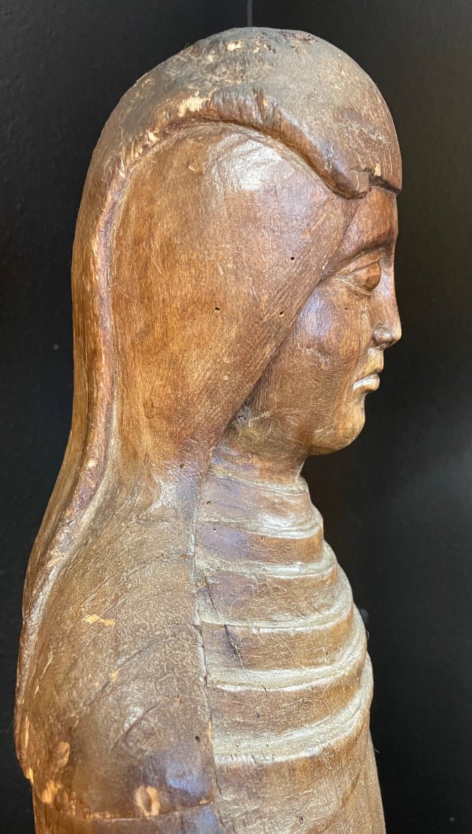 Wooden Sculpture Of A Holy Woman Or Nun, 16th Century-photo-2