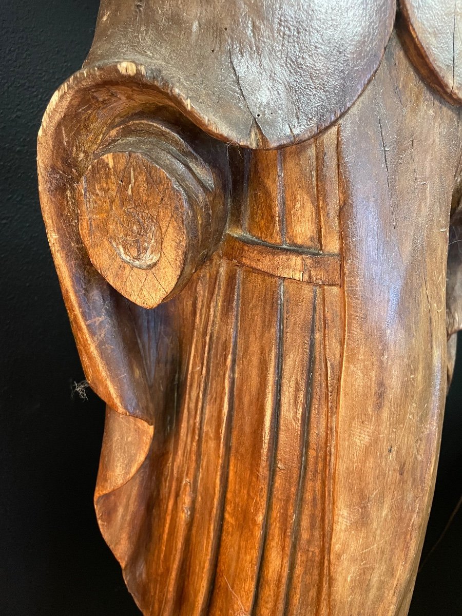 Wooden Sculpture Of A Holy Woman Or Nun, 16th Century-photo-5