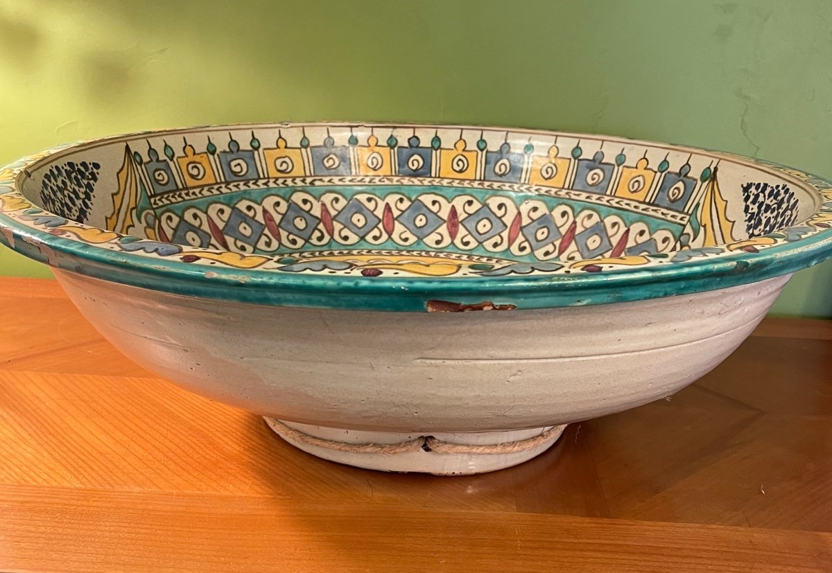 Very Large Cracked Ceramic Dish From The Maghreb, 19th Century-photo-2