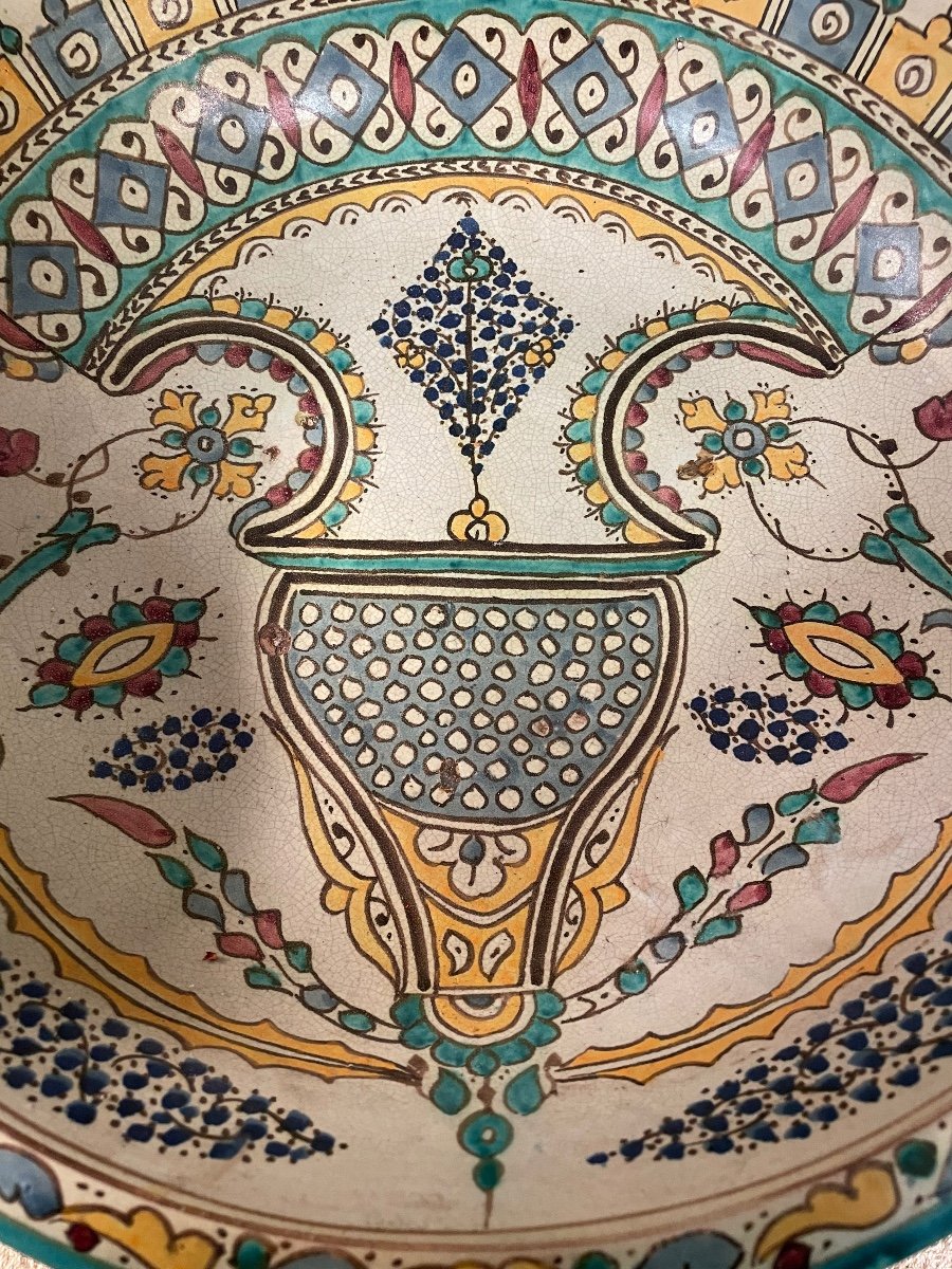 Very Large Cracked Ceramic Dish From The Maghreb, 19th Century-photo-3