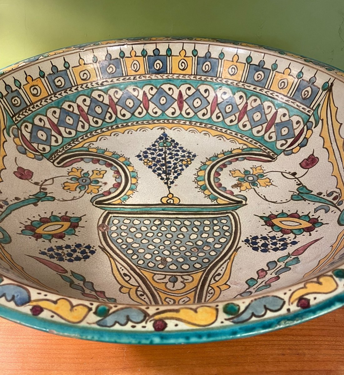 Very Large Cracked Ceramic Dish From The Maghreb, 19th Century-photo-5