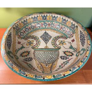 Very Large Cracked Ceramic Dish From The Maghreb, 19th Century