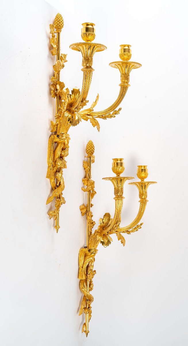 Paire d'Appliques d'époque Louis XVI (1774 - 1793). -photo-3