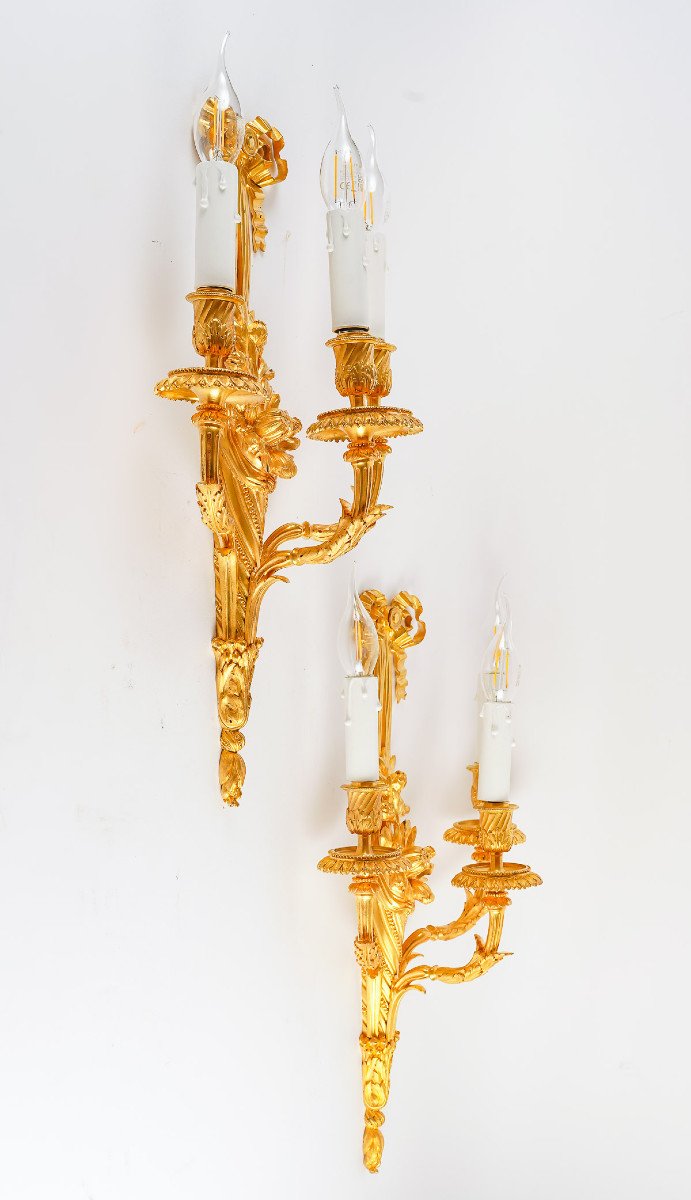 A Pair Of Wall - Lights In Louis XVI Style Signed Jollet.-photo-2