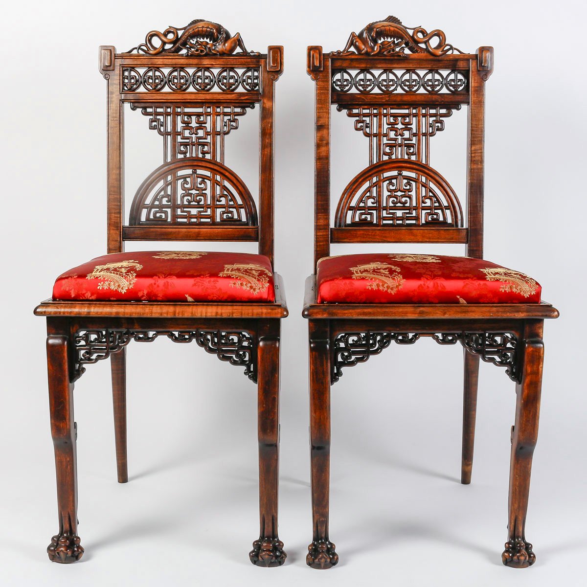 A Pair Of De Chairs Attributed To Viardot.