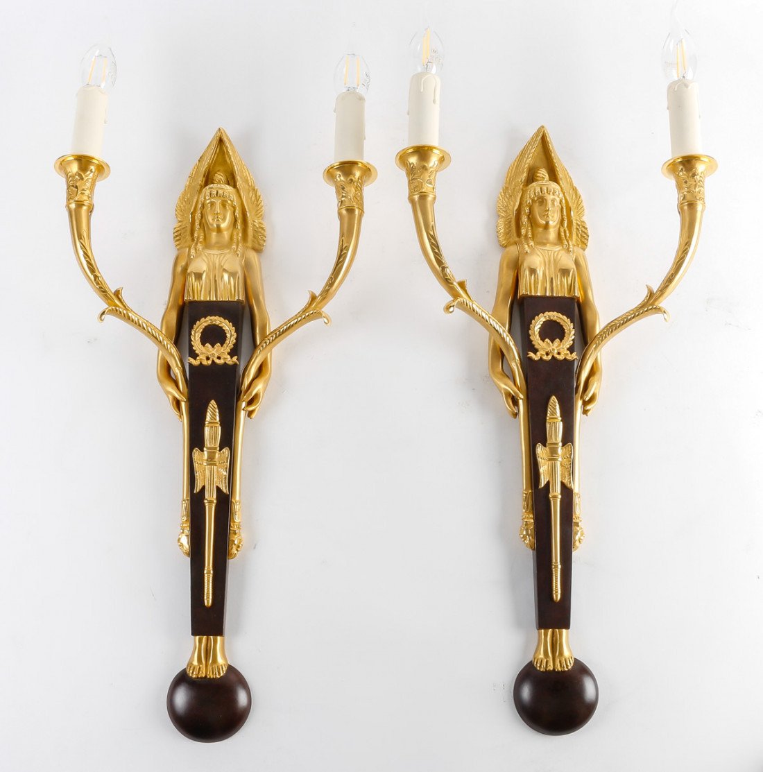 A Pair Of Wall - Lights In 1st Empire Style.