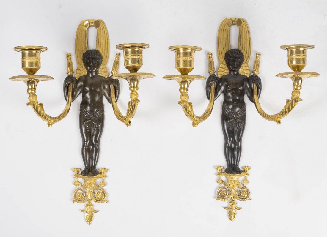 A Pair Of 1st Empire Period (1804 - 1815) Wall - Lights.