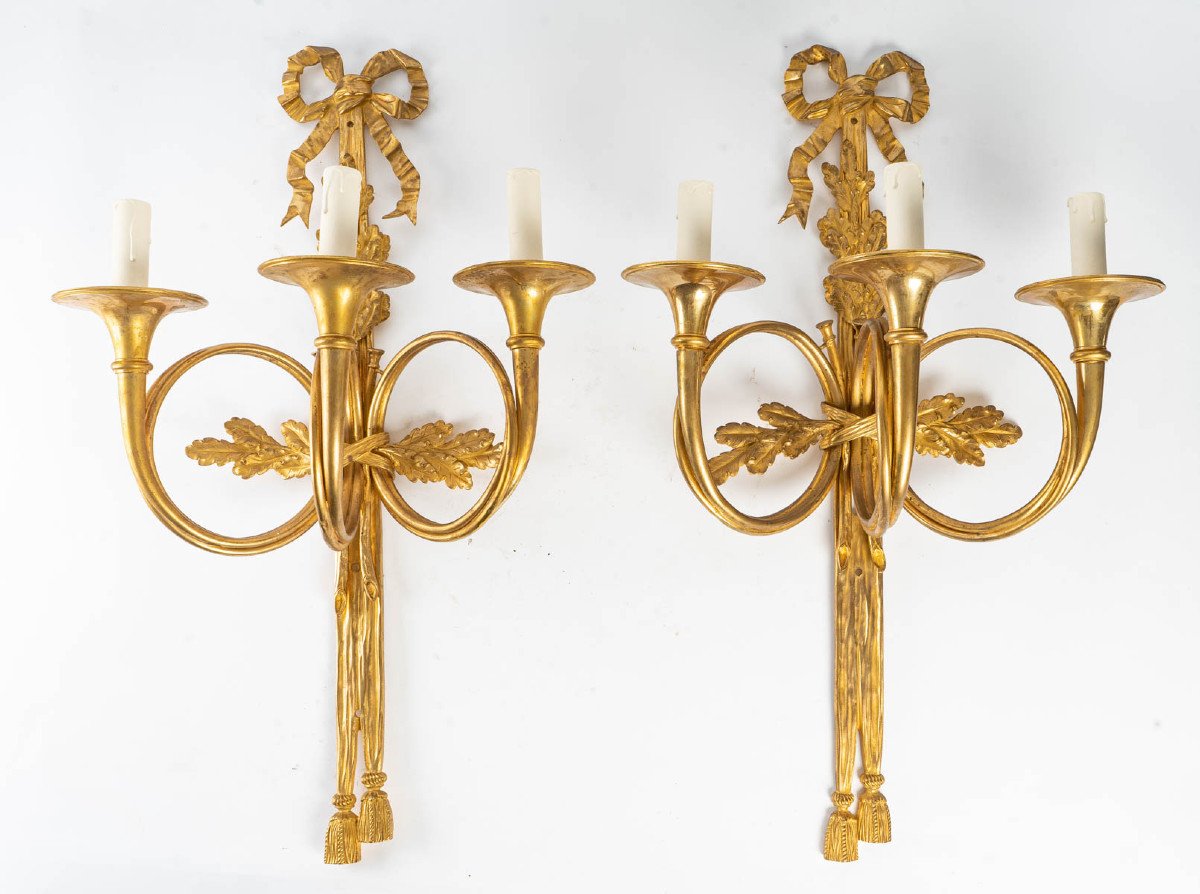 A Pair Of Napoleon III (1848 - 1870) Period Wall Lights In Louis XVI Style.