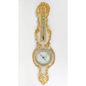 A Louis XV Period (1724 - 1774) Barometer - Thermometer. 