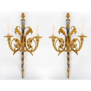 A Pair Of Wall - Lights In Louis XVI Style.