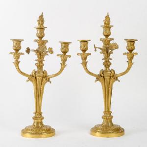 A Napoleon III Period (1851 - 1870) Pair Of Candelsticks.