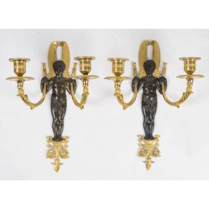 A Pair Of 1st Empire Period (1804 - 1815) Wall - Lights.